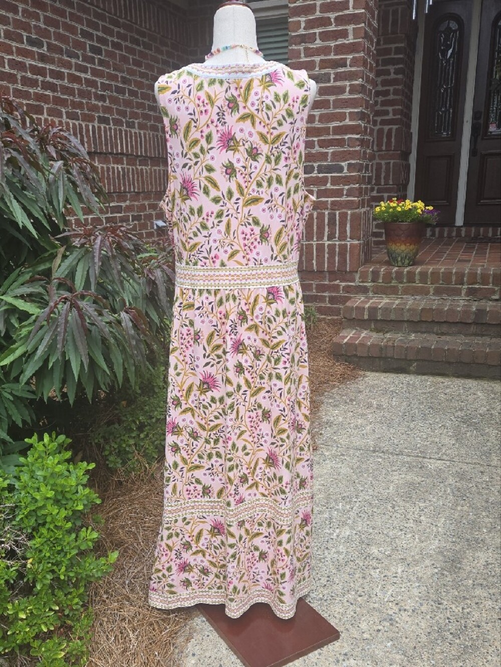 Spartina 449 Floral Maxi Dress in Pink and Green - Picture 3 of 10